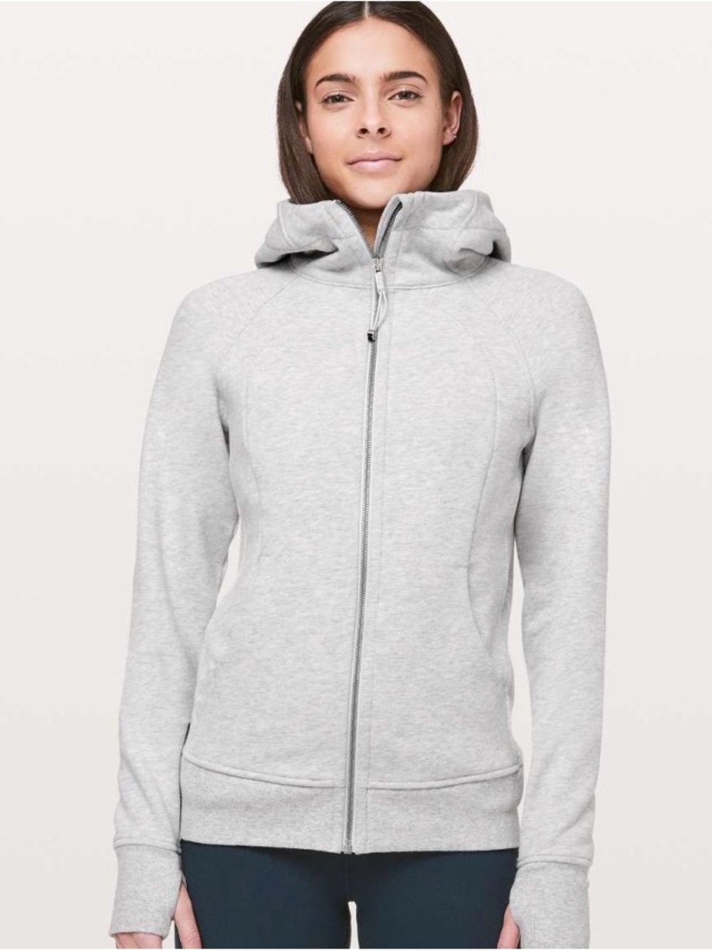 LULULEMON Scuba Full-Zip Cotton Fleece Hoodie in Light Gray Heather 8 $118